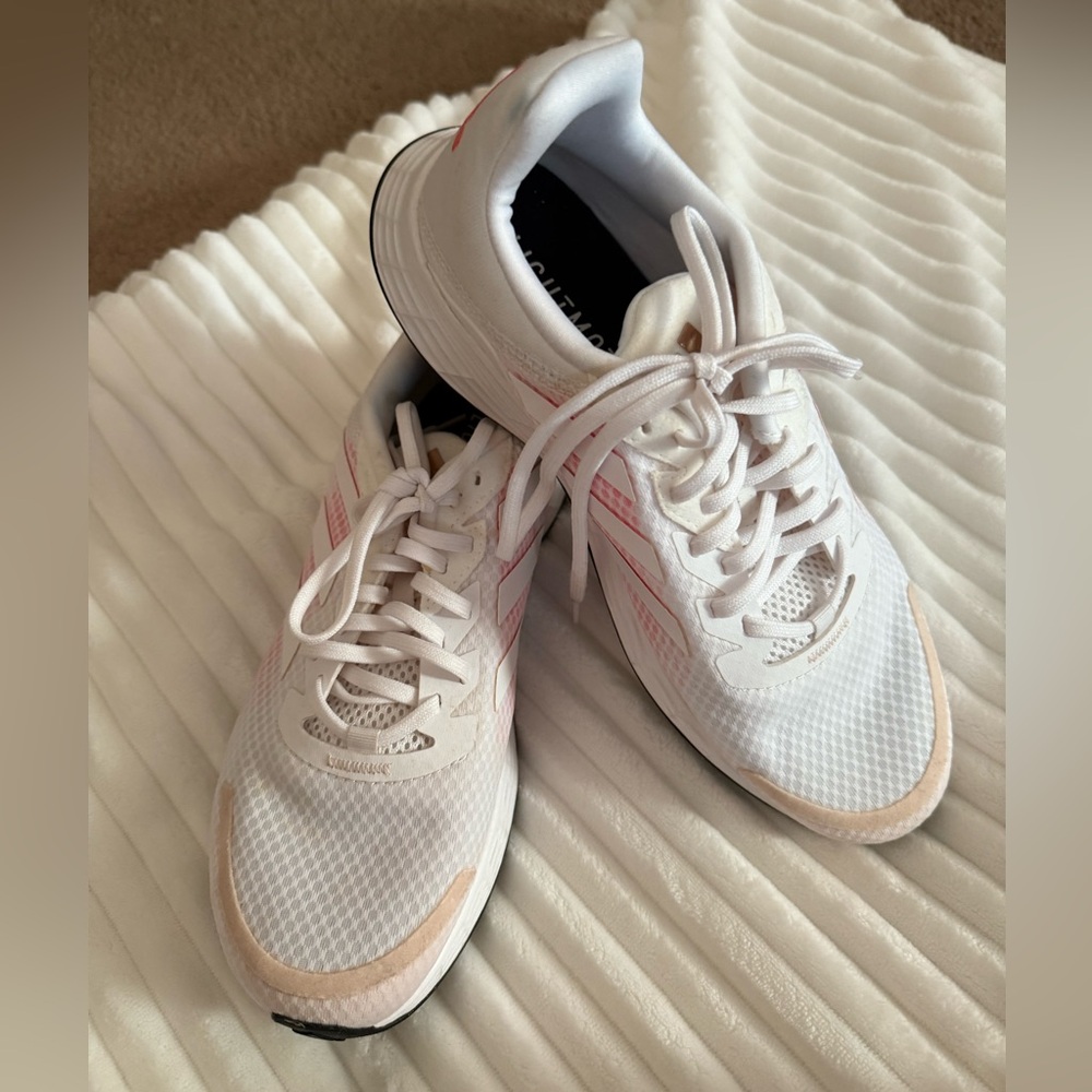 Adidas White and Pink Sneakers Modern Minimalist Design